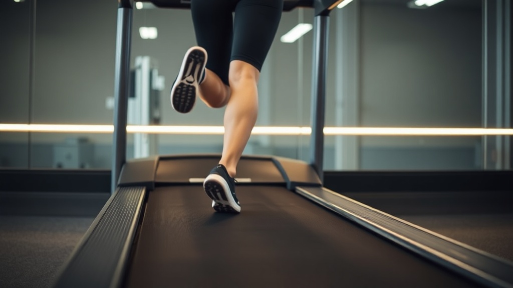 트레드밀에서 가벼운 조깅을 하며 체온을 서서히 올리고 있는 운동자의 모습
